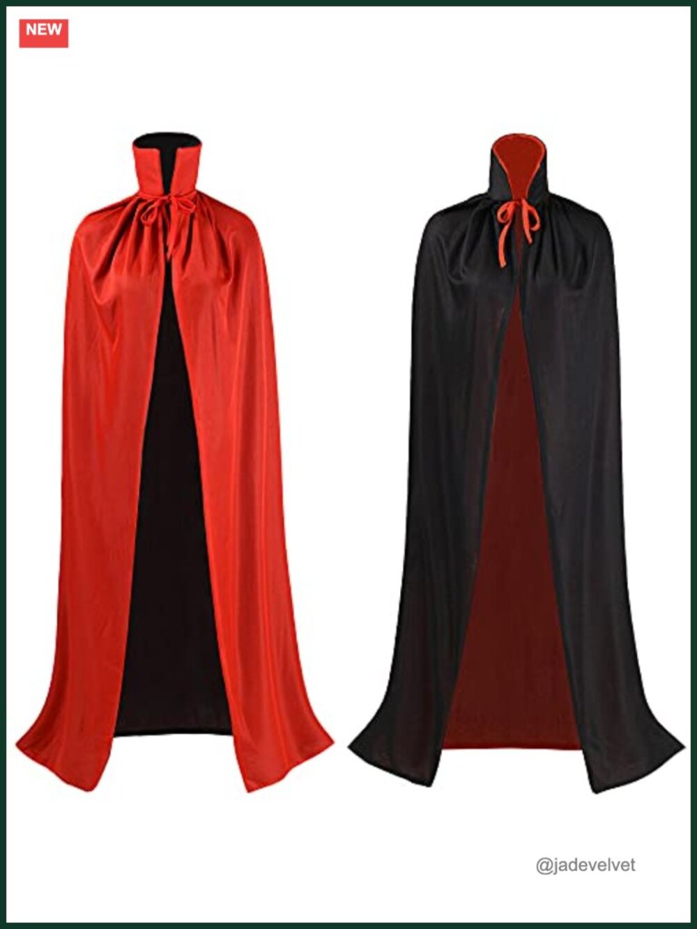 Reversible Cloak Cape Masquerade Party Halloween Costume Stand Collar
